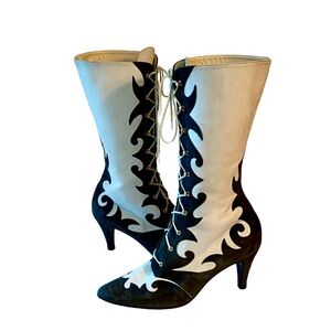 Vintage Escada two tone lace up boots